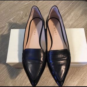 M. Gemi pointed toe, two-tone black leather flats